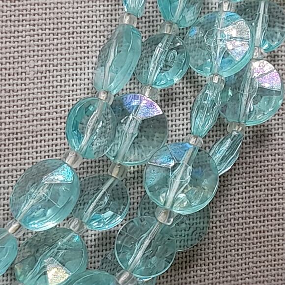 Vintage West Germany Aqua Lucite Bead Necklace Earrings Set, 1940s - Picture 6 of 13